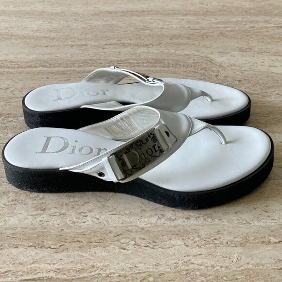 Vintage Dior Logo Plate Thong Sandals - Picture 4 of 9